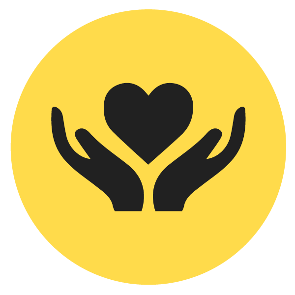 open hands with a heart icon